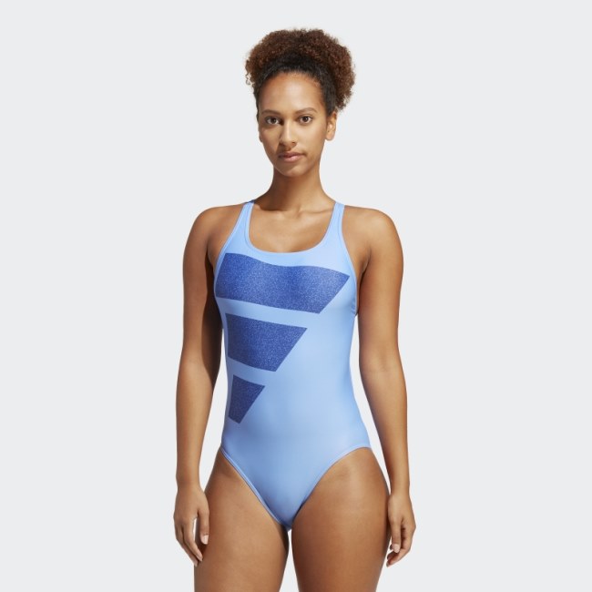 Adidas Blue Big Bars Graphic Swimsuit