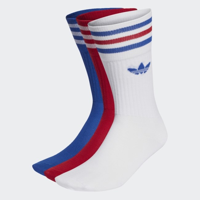 Adidas Solid Crew Socks 3 Pairs Red