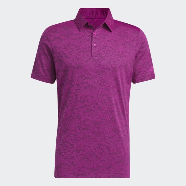 Adidas Fuchsia Textured Jacquard Golf Polo Shirt