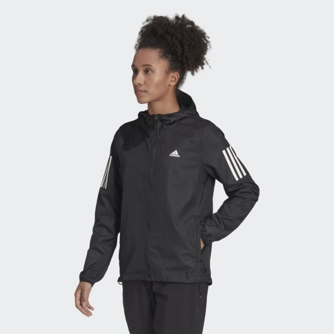 Adidas Black Own the Run Hooded Running Windbreaker Fashion