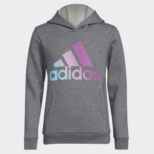Medium Grey Graphic Fleece Pullover Hoodie (Extended Size) Adidas