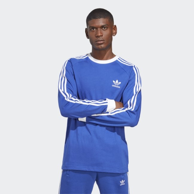 Adidas Blue Adicolor Classics 3-Stripes Long-Sleeve Top