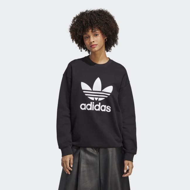 Adidas Black Trefoil Crew Sweatshirt