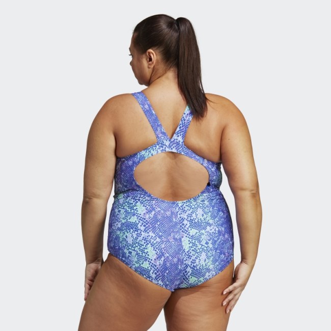 Adidas 3-Stripes Graphic Swimsuit (Plus Size) Violet
