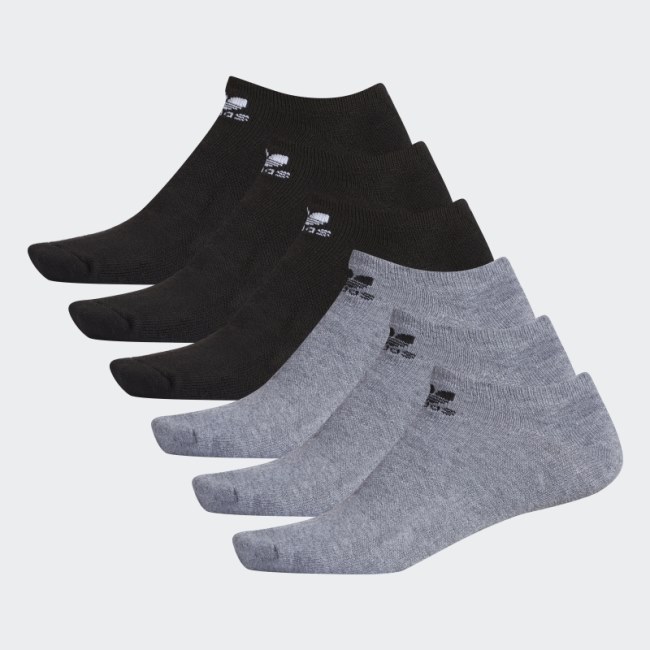 Adidas Medium Grey Trefoil No-Show Socks 6 Pairs