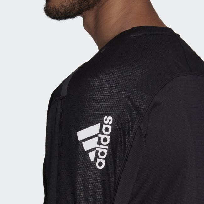 Adidas Black Workout PU-Coated Long-Sleeve Top