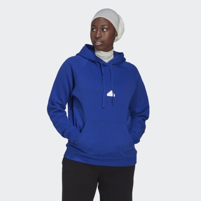 Adidas Blue Oversized Hooded Sweatshirt