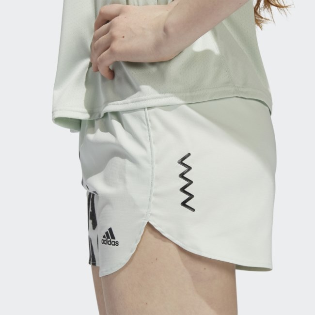 Stylish Adidas Run Fast Running Shorts With Inner Briefs Green