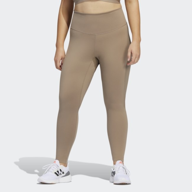 Chalky Brown Adidas Yoga Luxe Studio 7/8 Leggings (Plus Size)