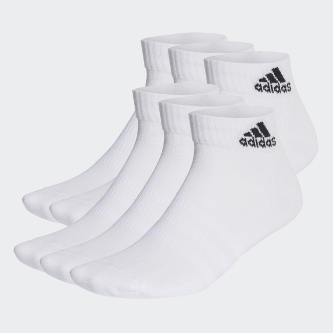 Cushioned Sportswear Ankle Socks 6 Pairs Adidas White