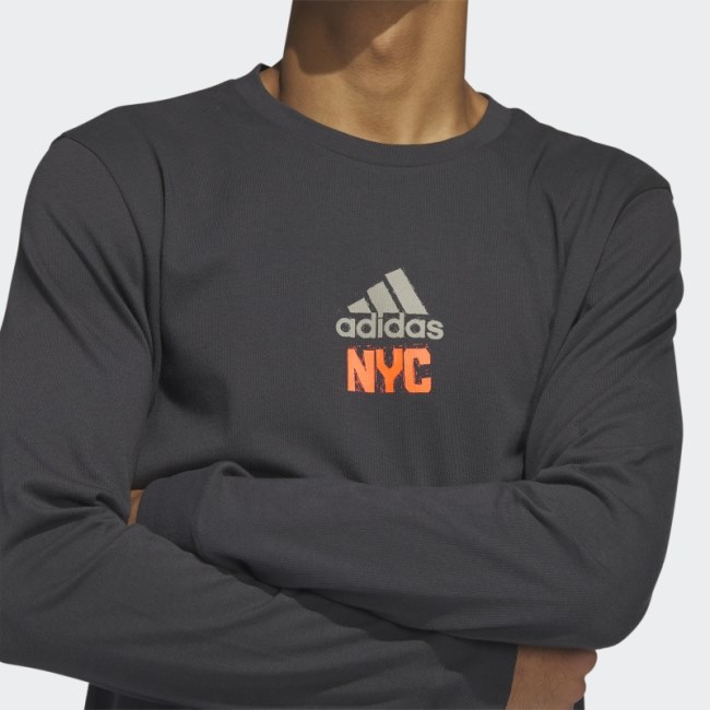 Adidas New York Long Sleeve Graphic Tee Carbon