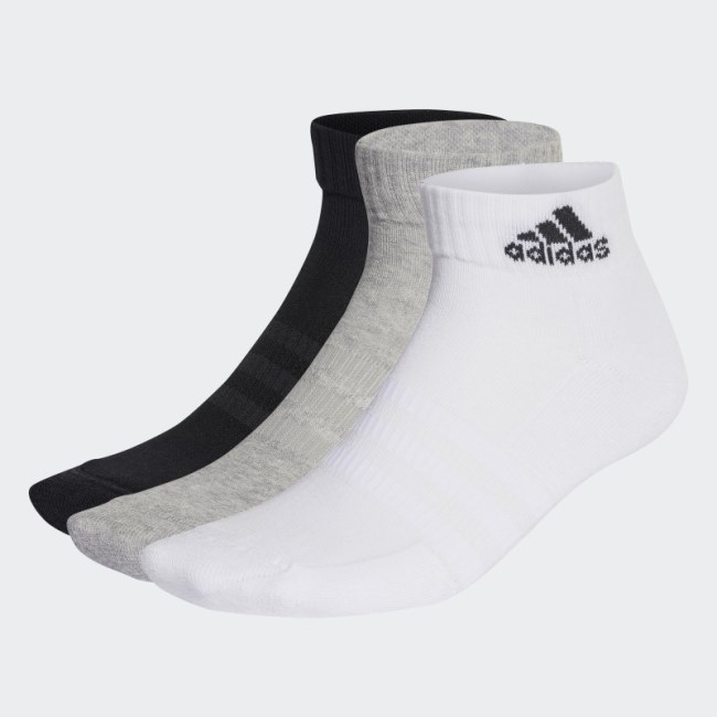 Cushioned Sportswear Ankle Socks 3 Pairs Medium Grey Adidas
