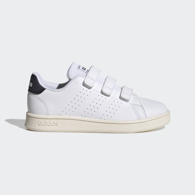 White Adidas Advantage Court Lifestyle Hook-and-Loop Shoes