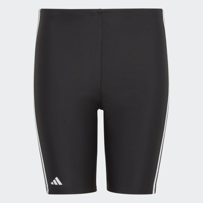 Adidas Black Classic 3-Stripes Swim Jammers
