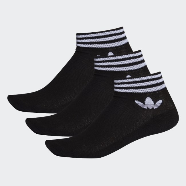 Trefoil Ankle Socks 3 Pairs Black Adidas