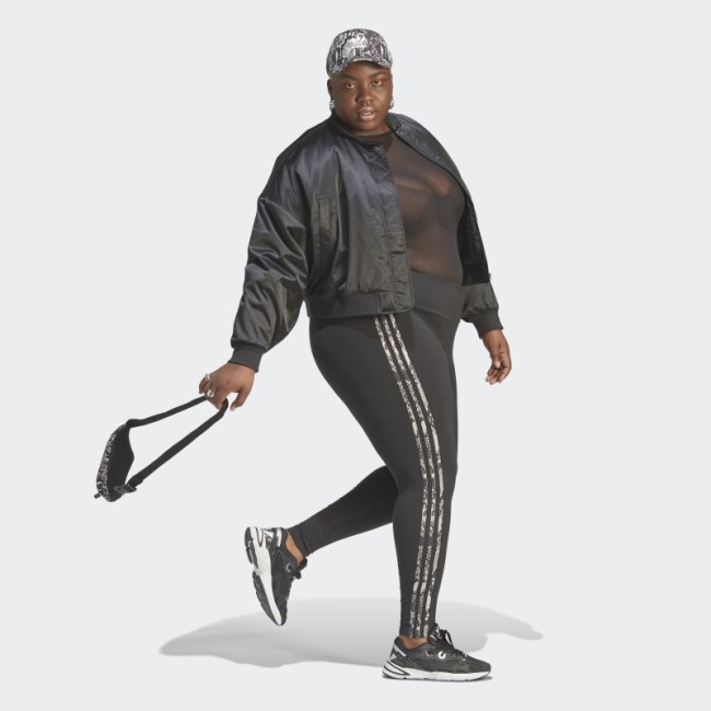 Adidas 3-Stripes Print Leggings (Plus Size) Black