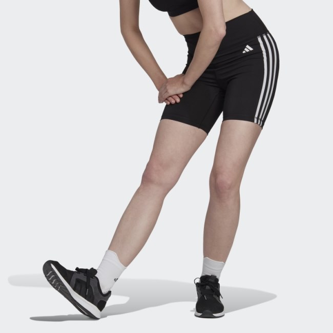 Stylish Adidas Black Training Essentials 3-Stripes High-Waisted Short Leggings