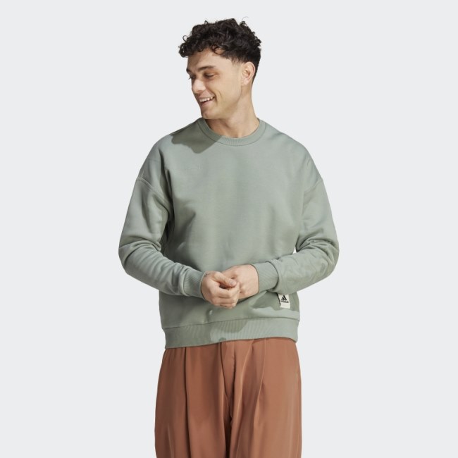 Adidas Lounge Fleece Sweatshirt Silver Green