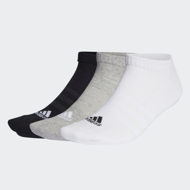 Cushioned Low-Cut Socks 3 Pairs Medium Grey Adidas