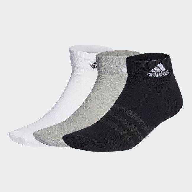 Adidas Medium Grey Thin and Light Ankle Socks 3 Pairs