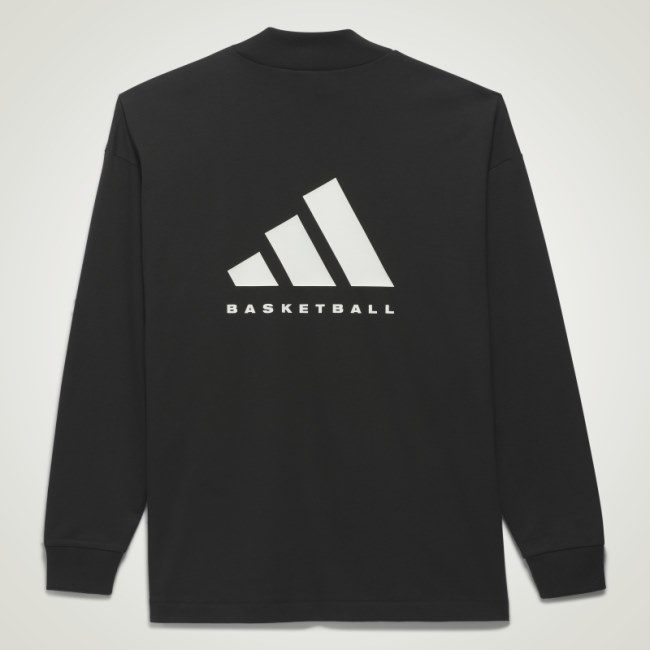 Black Fashion Adidas Basketball Long-Sleeve Top