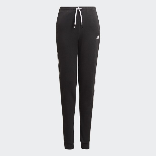Black Adidas Essentials 3-Stripes French Terry Pants Hot