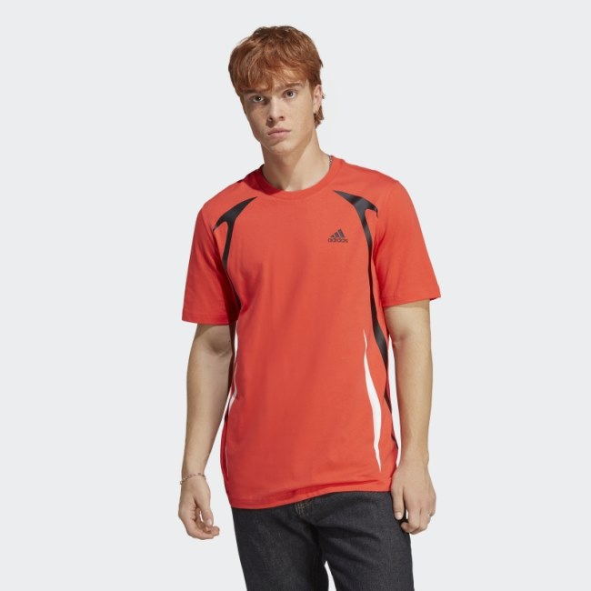 Adidas Red Colourblock T-Shirt