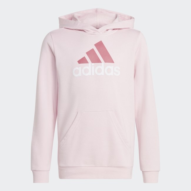 Adidas Pink Essentials Two-Colored Big Logo Cotton Hoodie