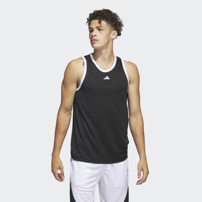Adidas Basketball 3-Stripes Tank Top Black Hot