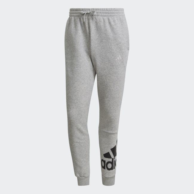 Adidas Essentials Fleece Tapered Cuff Logo Pants Medium Grey