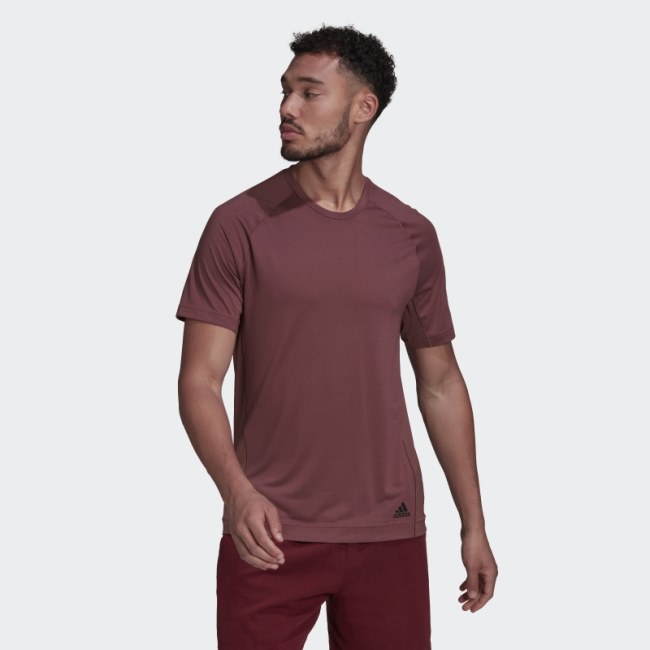 Burgundy Adidas Yoga Training T-Shirt