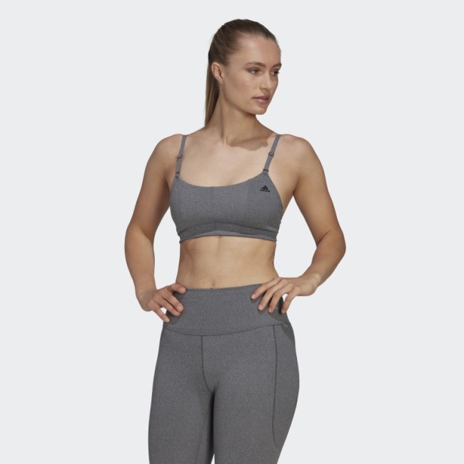 Adidas Dark Grey Heather Yoga Studio Light-Support Bra