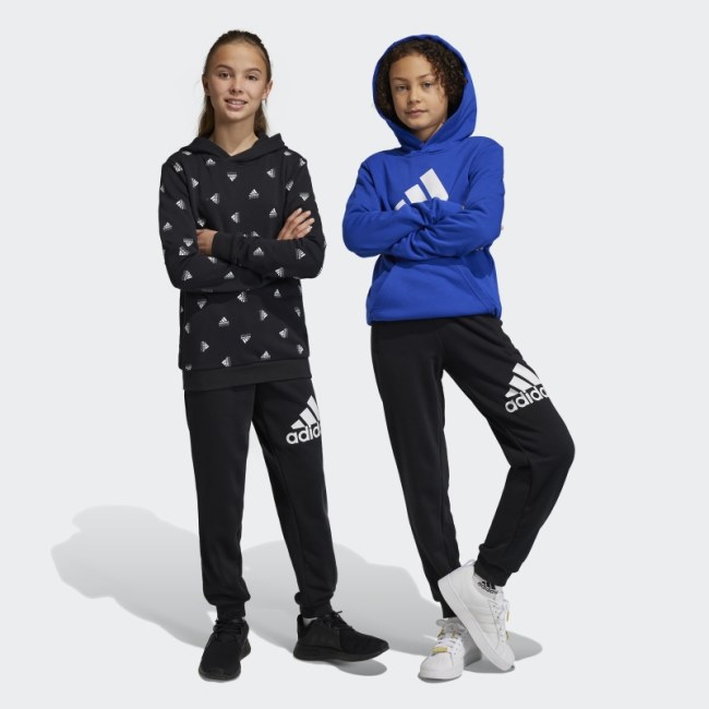 Adidas Black Essentials Regular Fit Big Logo Cotton Joggers