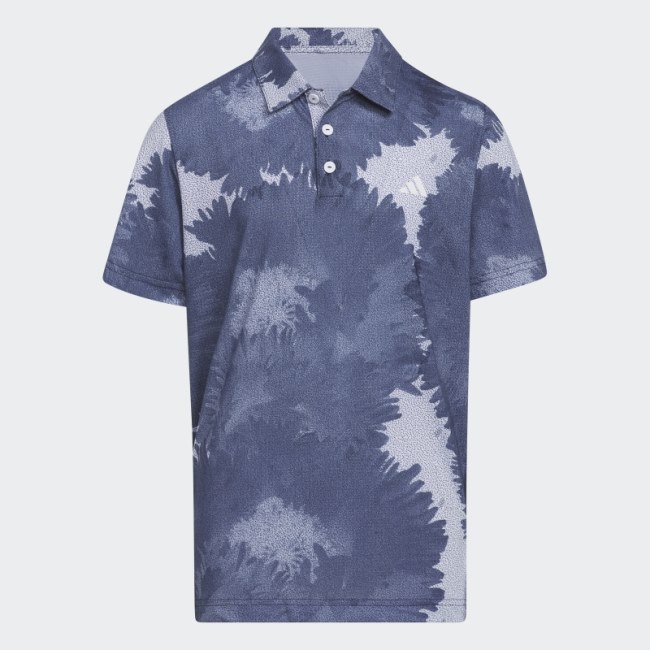 Navy Adidas Flower Mesh Polo Shirt
