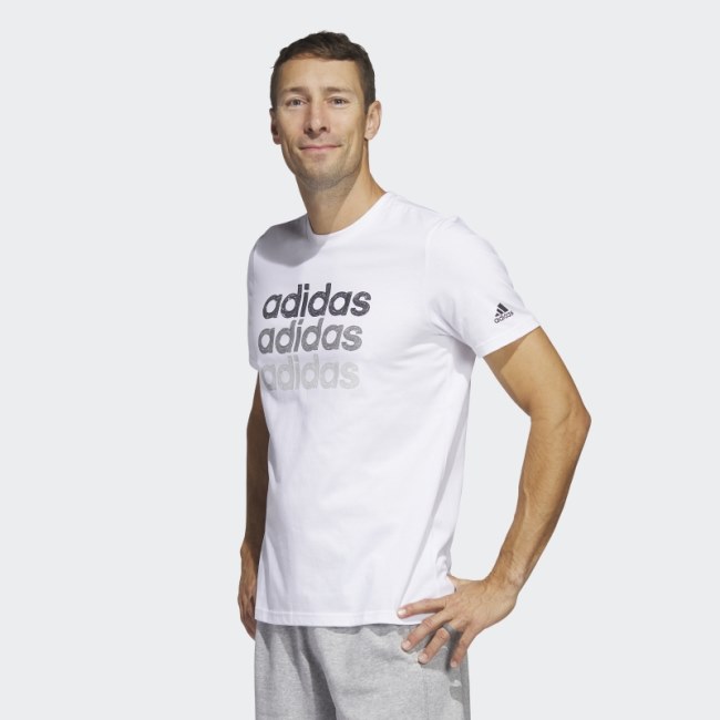 White Adidas Multi Linear Sportswear Graphic Tee (Short Sleeve)