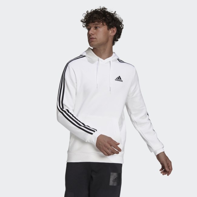 White Essentials Fleece 3-Stripes Hoodie Adidas
