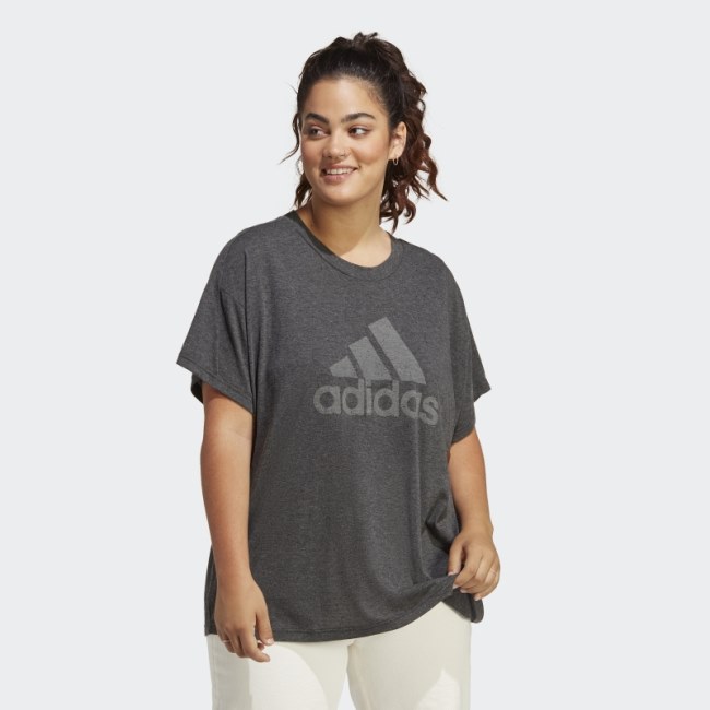 Black Melange Adidas Future Icons Winners 3.0 Tee (Plus Size)