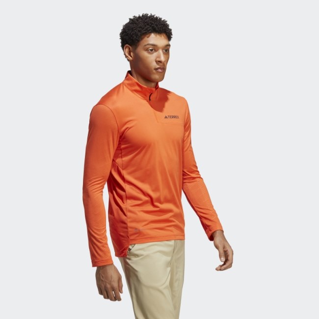 Adidas Orange Terrex Multi Half-Zip Long-Sleeve Top