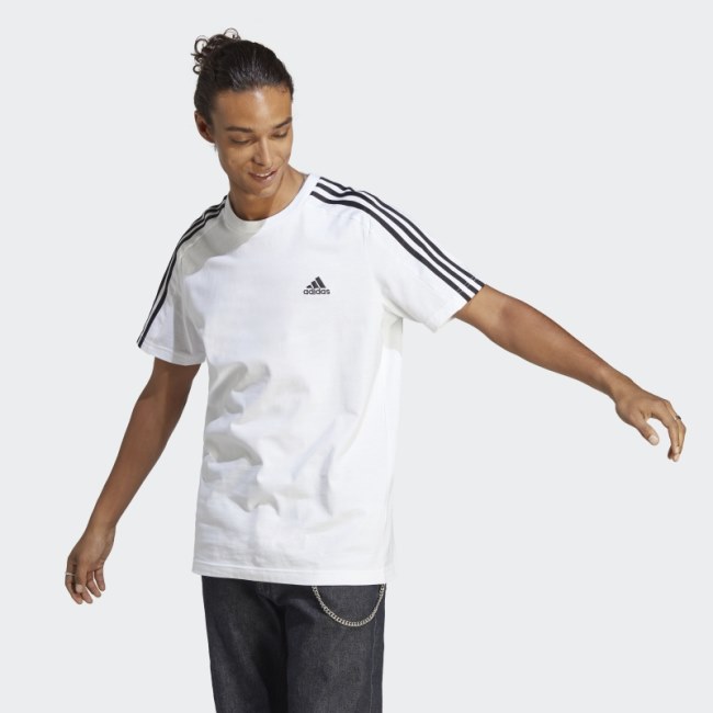 Essentials Single Jersey 3-Stripes Tee White Adidas