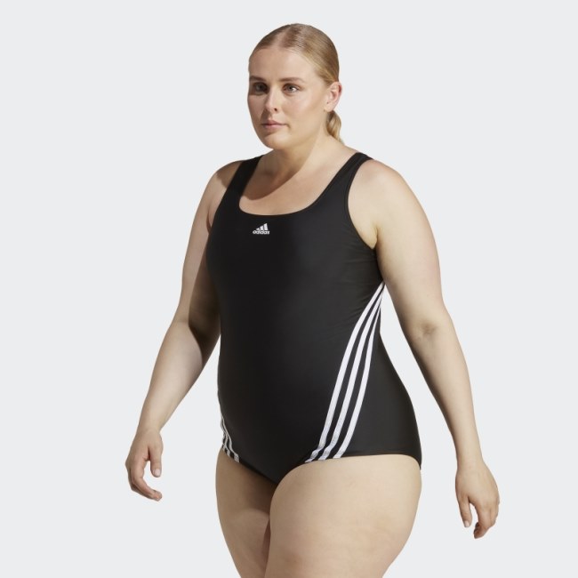 Adidas Black 3-Stripes Swim Suit (Plus Size)