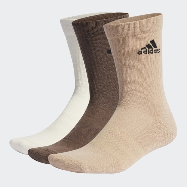 Adidas Cushioned Crew Socks 3 Pairs Beige