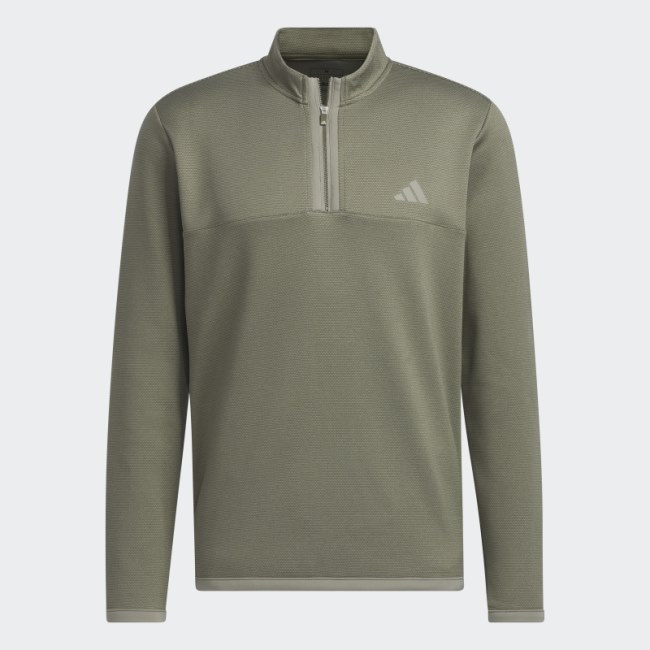 Olive Microdot 1/4-Zip Golf Pullover Adidas