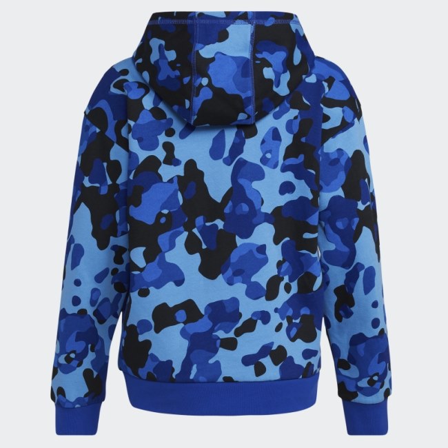 Camo Allover Print Pullover Hoodie Royal Blue Adidas