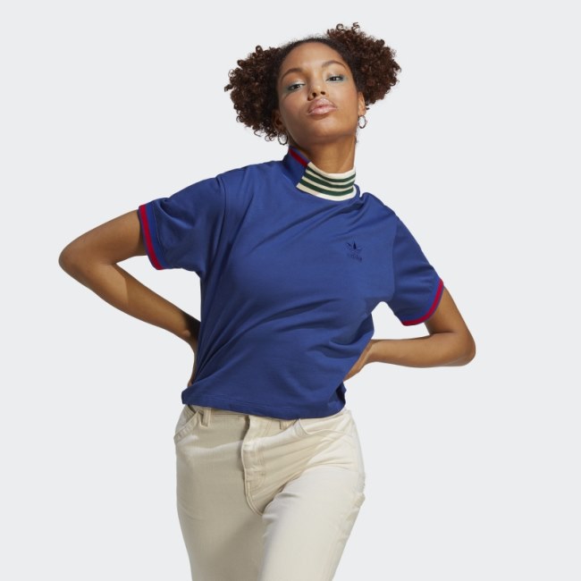 Adidas Rib Collar Crop Tee Victory Blue