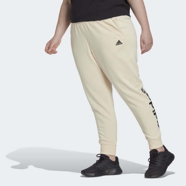 Adidas Ecru Tint Essentials French Terry Logo Pants (Plus Size)