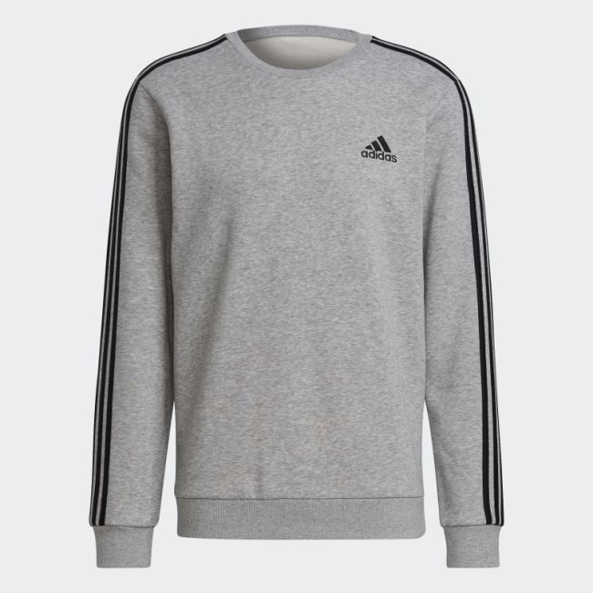 Essentials Fleece 3-Stripes Sweatshirt Medium Grey Adidas