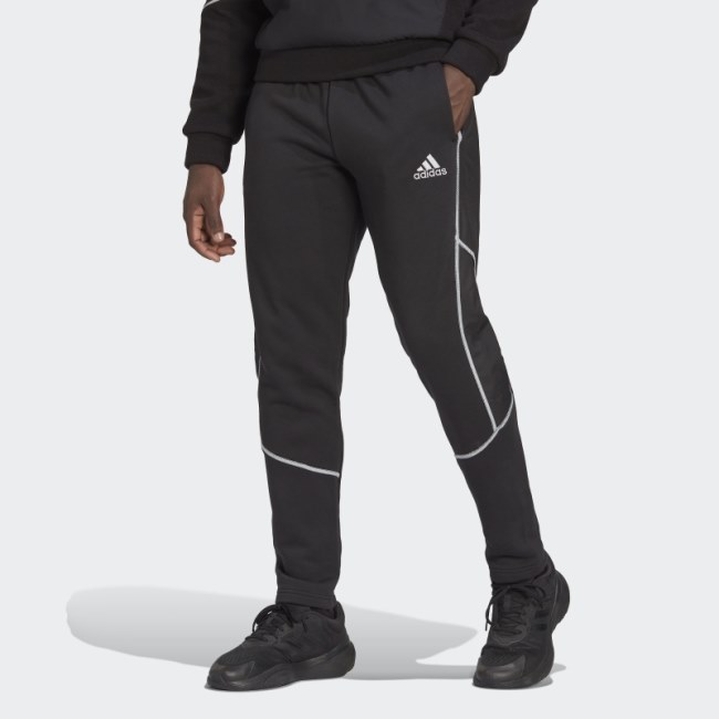 Black Adidas Essentials Reflect-in-the-Dark Fleece Pants