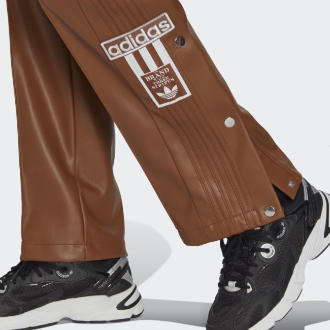 Adidas Centre Stage Faux Leather Adibreak Pants Brown