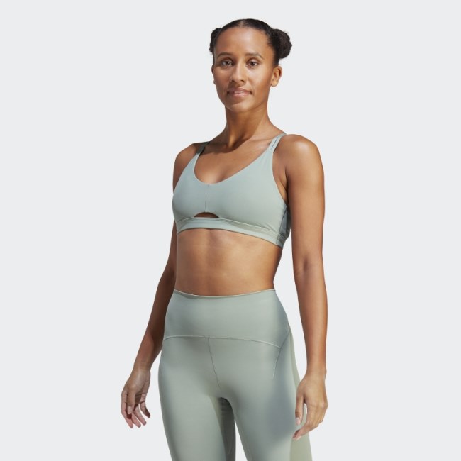 Yoga Studio Luxe Light-Support Bra Adidas Silver Green