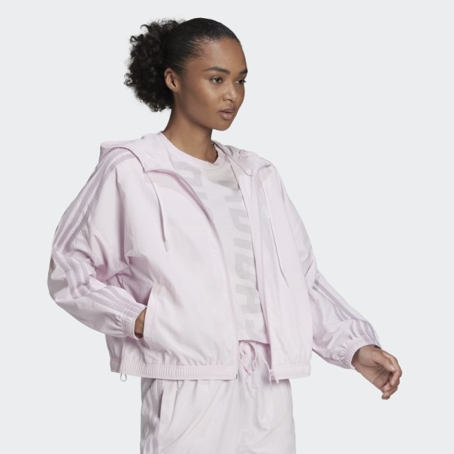 Adidas Pink Essentials Repeat Logo Loose-Fit Windbreaker